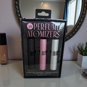 Savvy 3-Pack Perfume Atomizers in Black, Pink, and White